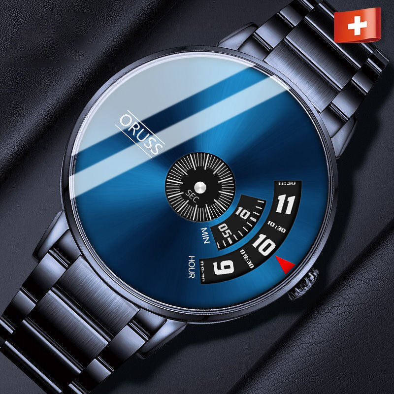Men's Waterproof Automatic Steel Watch with Black Tech