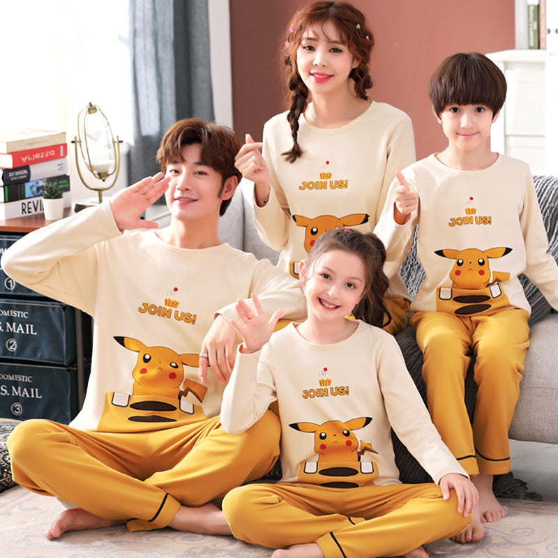 Cotton Family Pajama Set for Mom and Kids (Long Sleeve)