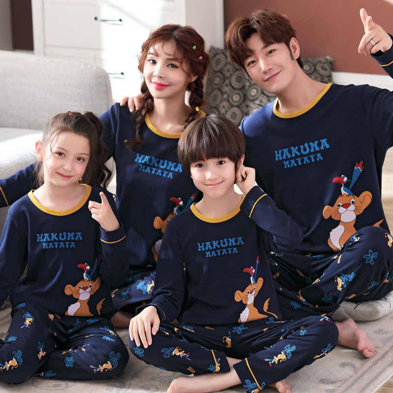 Cotton Family Pajama Set for Mom and Kids (Long Sleeve)