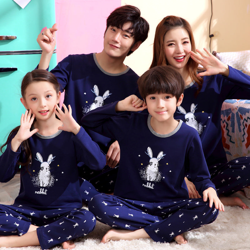 Cotton Family Pajama Set for Mom and Kids (Long Sleeve)