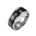 Stainless Steel Men's Zircon Diamond Ring Set