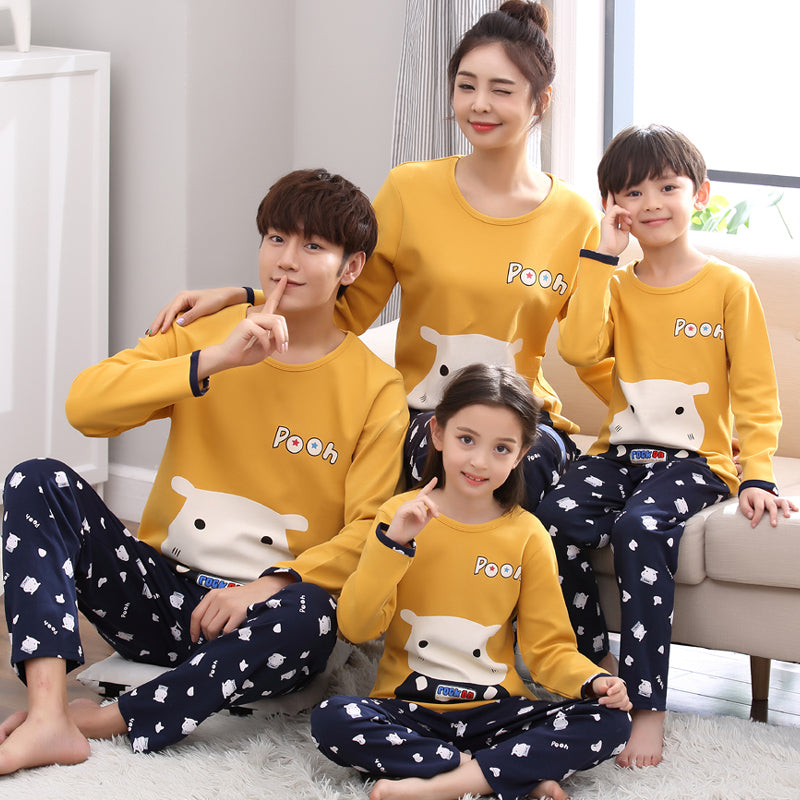Cotton Family Pajama Set for Mom and Kids (Long Sleeve)
