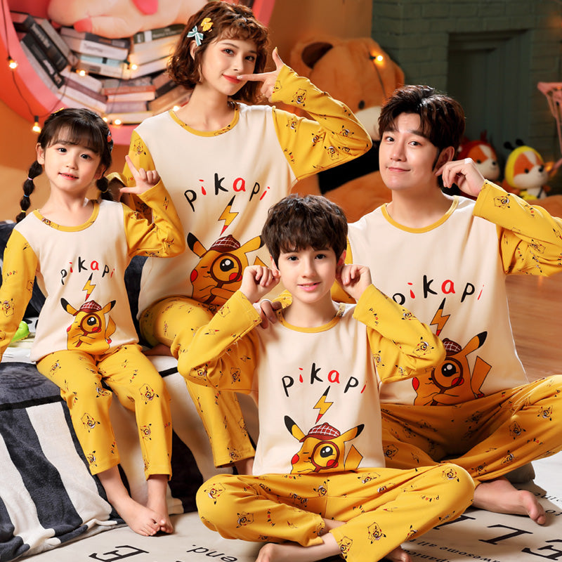 Cotton Family Pajama Set for Mom and Kids (Long Sleeve)