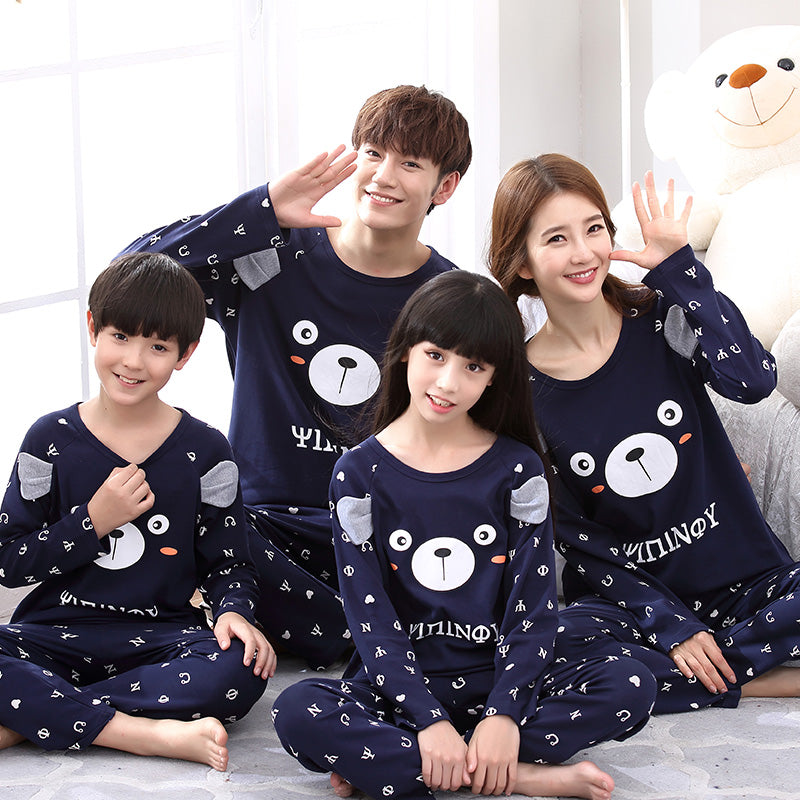 Cotton Family Pajama Set for Mom and Kids (Long Sleeve)