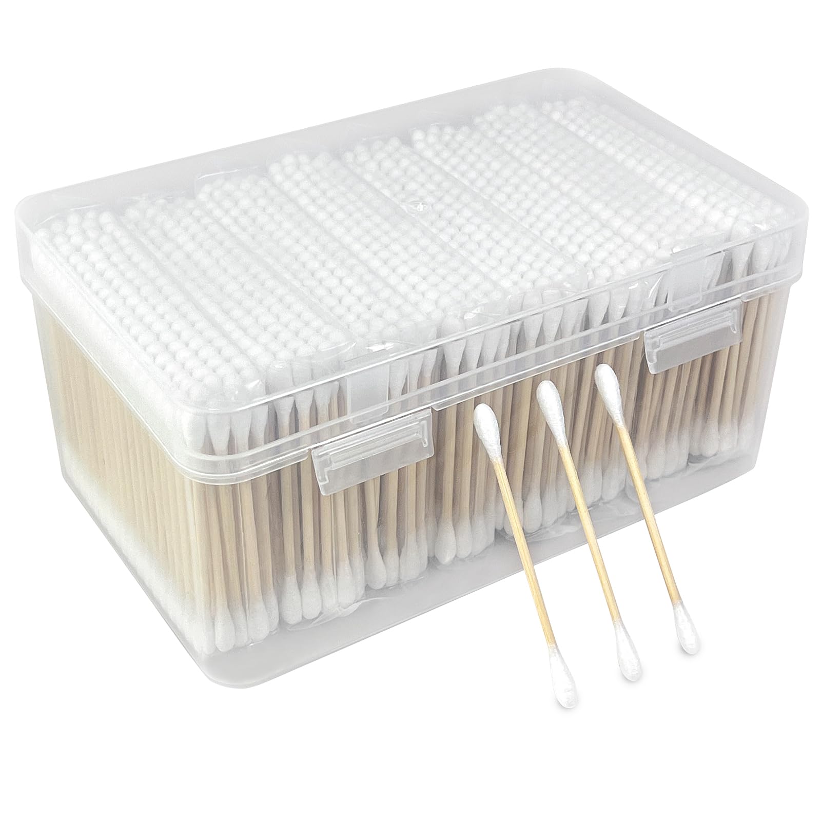 Egaageoi Bamboo Cotton Swabs 800 Count - Double-Tipped Cotton Buds for Ear Cleaning Makeup Crafts and Personal Care - Organic Biodegradable and Gentle Swabs for Daily Hygiene and Detailing