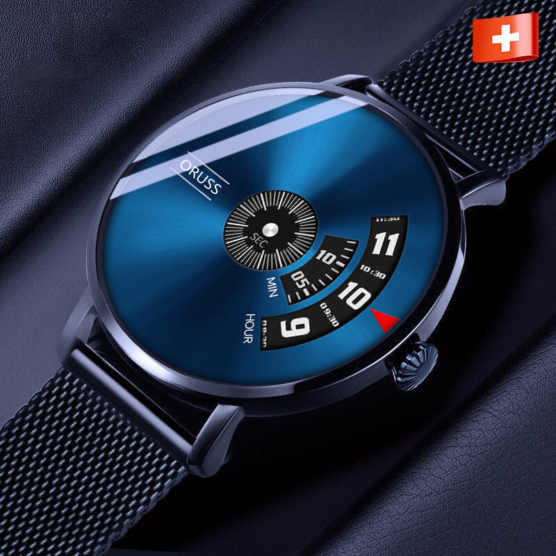 Men's Waterproof Automatic Steel Watch with Black Tech