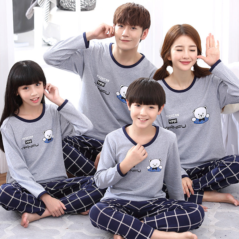 Cotton Family Pajama Set for Mom and Kids (Long Sleeve)