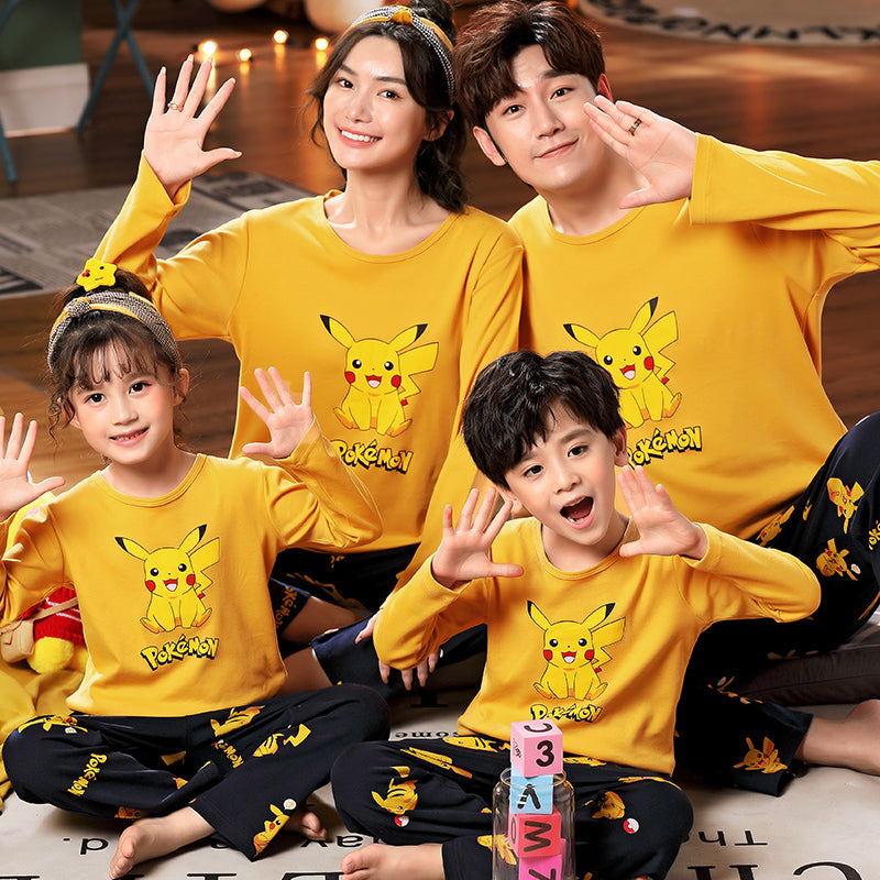 Cotton Family Pajama Set for Mom and Kids (Long Sleeve)