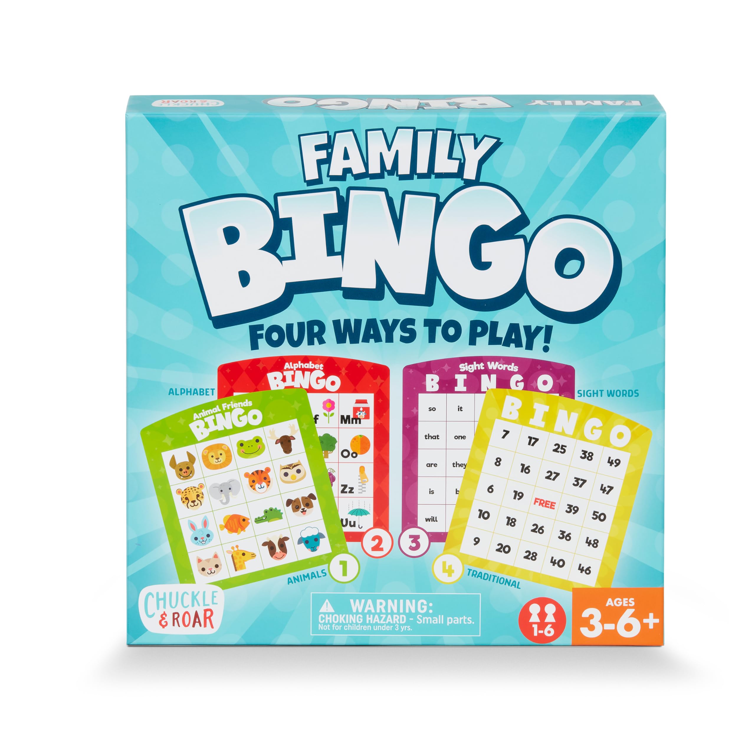 Chuckle & Roar - Family Bingo - Game Night Staple - Counting and Matching Skills for Kids - Classic Game Perfect for preschoolers