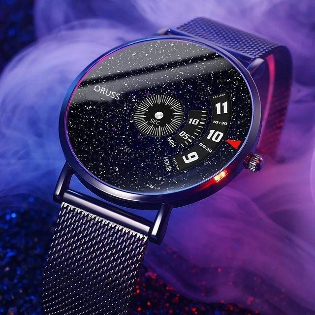 Men's Waterproof Automatic Steel Watch with Black Tech