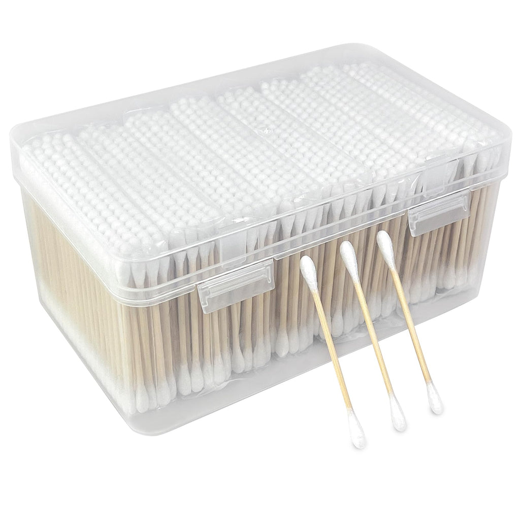 Egaageoi Bamboo Cotton Swabs 800 Count - Double-Tipped Cotton Buds for Ear Cleaning Makeup Crafts and Personal Care - Organic Biodegradable and Gentle Swabs for Daily Hygiene and Detailing